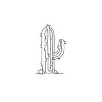 eine durchgehende Linie, die süße exotische tropische stachelige Kaktuspflanze zeichnet. Druckbares dekoratives Zimmerpflanzenkonzept für die Dekoration von Wohnwänden. moderne einzeilig zeichnende Design-Grafik-Vektor-Illustration vektor