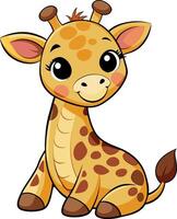 tecknad serie giraff djur- illustration vektor