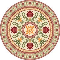 einfarbig runden klassisch Ornament von uralt Griechenland und römisch Reich. Kreis, Arabeske, byzantinisch Muster vektor
