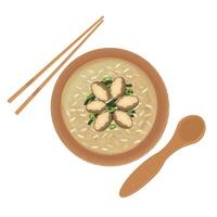 redo till äta jeonbokjuk koreanska ris gröt med havsöra vektor