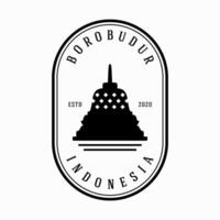 Borobudur Tempel Silhouette Symbol Abzeichen Vorlage Logo Design vektor