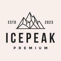 retro Jahrgang, Eis Gipfel montieren Stein Logo Symbol Illustration vektor