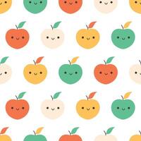 sömlös mönster med söt tecknad serie frukt tecken. frukt sömlös mönster vektor