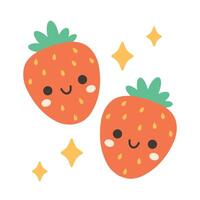 söt tecknad serie jordgubb tecken. frukt tecken, sommartid vektor