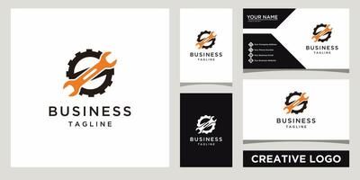 reparera service verktyg logotyp design mall med företag kort design vektor