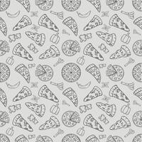 Hand gezeichnet Pizza Zutaten nahtlos Muster vektor