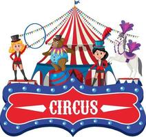 cirkus banderoll med cirkus karaktärer vektor