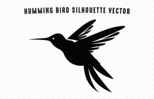 Kolibri Silhouette schwarz Clip Kunst, fliegend Kolibri Silhouette isoliert auf ein Weiß Hintergrund vektor