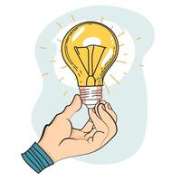 hnad innehav ljus Glödlampa kreativitet ,företag aning innovativ begrepp vektor