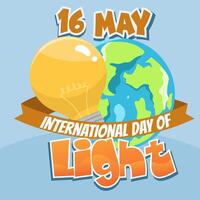 baner internationell dag av ljus Bra för internationell dag av ljus firande 16 Maj de betydelse använda sig av av lampa i platt tecknad serie mall för bakgrund, baner, kort, affisch. vektor