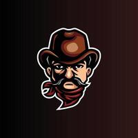 cowboy maskot esport logotyp design vektor