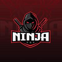 ninja maskot esport logotyp vektor