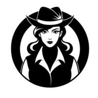 cowgirl i en hatt. illustration isolerat på vit bakgrund. cowgirlcore begrepp. vektor