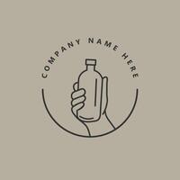 vin företag logotyp design mall. flaska av vin med hand vektor