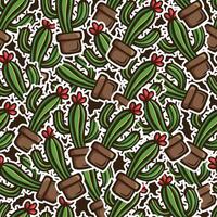 kaktus klotter sömlös mönster design vektor