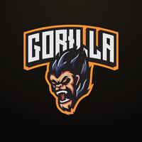 gorilla maskot esport logotyp design vektor