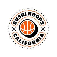 Basketball und Sushi rollen Symbol Logo Vorlage vektor