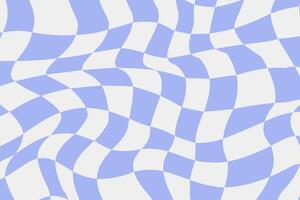 bakgrund med förvrängd blå rutig y2k stil. schack styrelse i 60s stil. psychedelic retro mönster vektor
