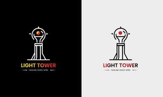 Licht Turm, Licht Leistung Haus, Gebäude Ozean Meer natürlich Hügel Symbol Stichprobe Design Vorlage vektor