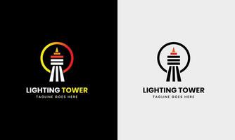 ljus torn, ljus kraft hus, byggnad hav hav naturlig kulle ikon prov design mall vektor