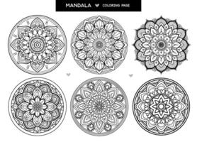 Mandala einstellen Färbung Buchseite. dekorativ runden Mandala Anti Stress Färbung Buch. vektor