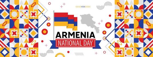 armenia nationell dag baner med armeniska flagga Karta vektor