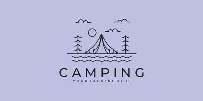 logotyp camping linje konst minimalistisk enkel logotyp illustration design vektor