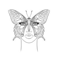 fjäril och kvinna ansikte vektor