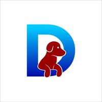 d brev och hund logotyp design illustration vektor