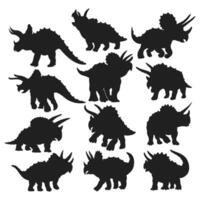 Dinosaurier und jurassisch Monster- Symbole. Triceratops Silhouette vektor
