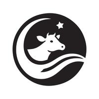 minimalistisk ko logotyp på en vit bakgrund vektor
