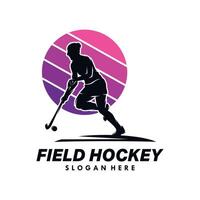 Frau Feld Eishockey Silhouette Logo Design Vorlage vektor
