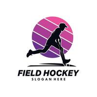 Mann Feld Eishockey Silhouette Logo Design Vorlage vektor