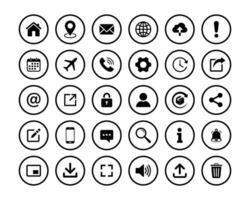 Netz Kontakt und Kommunikation Symbol. Kontakt Information Symbole. linear und runden. vektor