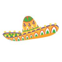 mexikansk sombrero illustration, tecknad serie stil ljus färger, mariachi, traditionell Kläder, hatt, Mexiko. vektor
