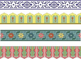 nahtlos Chinesisch National Ornament. farbig Rahmen, Grenzen zum Dekoration. vektor