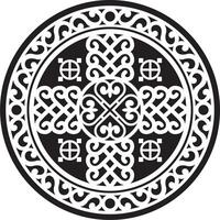 svartvit runda yakut amulett, Hem skydd. nationell etnisk prydnad av de människors av de långt norr, taiga, tundra. vektor