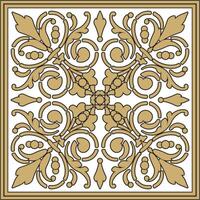 fyrkant gyllene blommig europeisk nationell mönster. etnisk rektangel prydnad av gammal Grekland, roman imperium. vektor