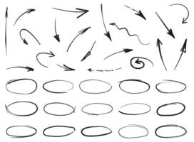 Kreis Linie skizzieren und Pfeil Symbol im Hand gezeichnet Stil. kreisförmig kritzeln Gekritzel Illustration auf isoliert Hintergrund. Bleistift oder Stift Blase Zeichen Geschäft Konzept. vektor