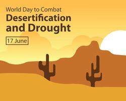 Illustration Grafik von Kaktus Pflanzen im Ödland, zeigen Sonnenaufgang, perfekt zum International Tag, Kampf Desertifikation und Trockenheit, zelebrieren, Gruß Karte, usw. vektor