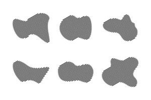 Blobs abstrakt Flüssigkeit gestalten Streifen Linien einstellen abstrakt schwarz Formen Flüssigkeit gestalten Elemente zufällig Gliederung Flüssigkeit Formen. vektor