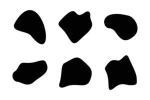Blobs abstrakt Flüssigkeit gestalten einstellen abstrakt schwarz Formen Flüssigkeit gestalten Elemente zufällig Gliederung Flüssigkeit Formen. vektor