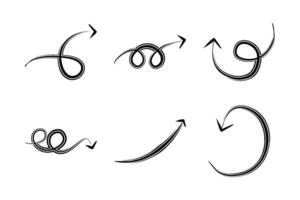 Bürste Pfeil Richtung gestalten gebogen Linie Piktogramm Symbol visuell Illustration einstellen vektor
