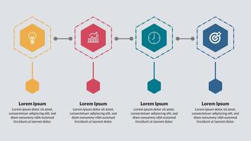 4 Schritte Infografik Zeitleiste Vorlage vektor