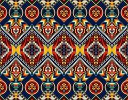 abstrakt tyg mönster sömlös etnisk bakgrund, Marin blå och röd. vektor