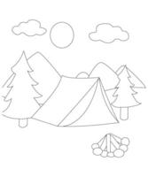 einzigartig Camping Färbung Seite zum Kinder und Erwachsene. Camping Färbung Buch Seite zum Kinder. vektor