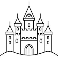 kunglig slott översikt färg bok sida linje konst illustration digital teckning vektor