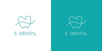 einzigartig und modern e Dental Logo Design vektor