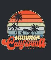 Sommer- Paradies Kalifornien retro Jahrgang t Hemd Design. Kalifornien t Hemd Design. T-Shirt Design zum drucken. Sommer- Logo Design Illustration. Zitate zum t Hemd vektor