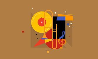 Jazz Musik- Konzept. Konzert Instrumente Plakate mit abstrakt geometrisch Hintergrund und Musical Instrumente. vektor
